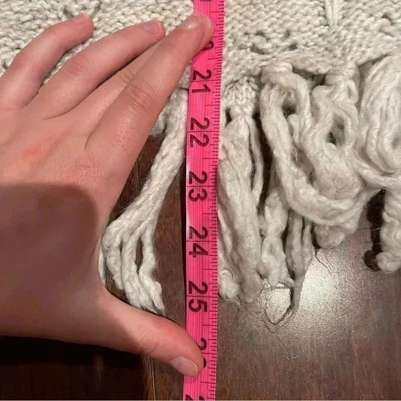 Quicksilver Tan Knit Poncho Sweater Fringe Shrug Wool Boho Turtle Neck Cream - Picture 8 of 8